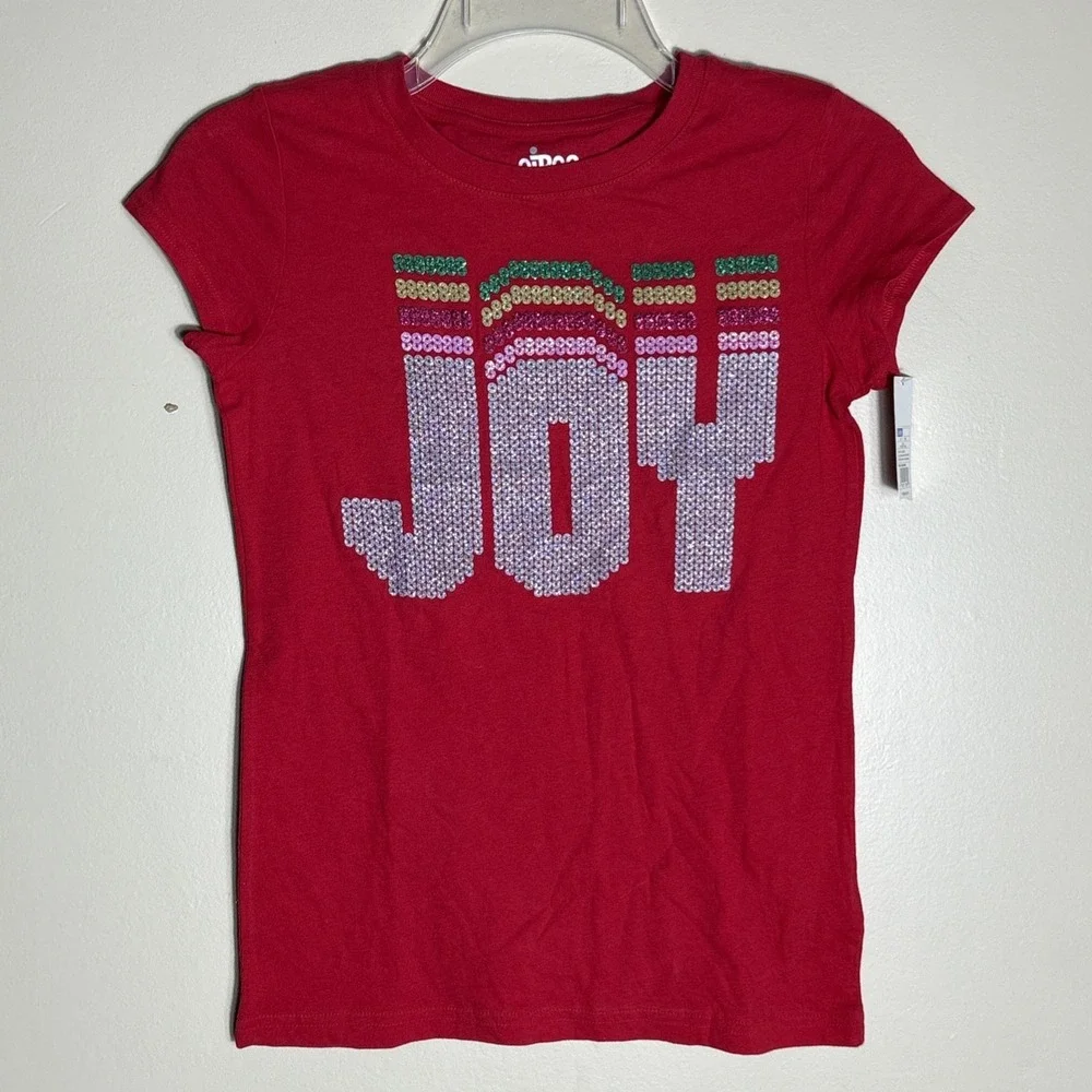 NEW NWT Christmas Joy T-shirt L‎ (10-12) Red Girls Tee Shirt Top